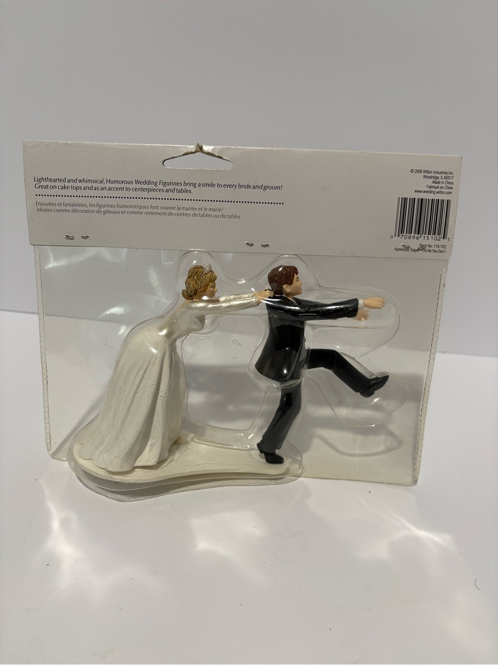 Wilton Humorous Wedding Cake Topper Figurine Bride Dragging Groom 115-102 NIB - Picture 2 of 3